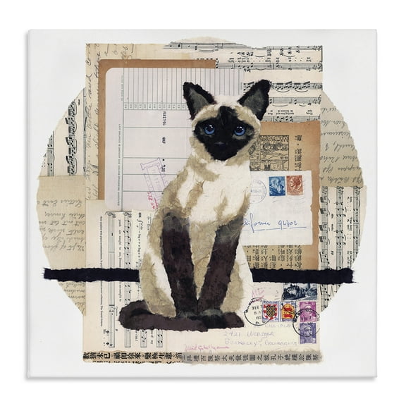 Stupell Industries Siamese Cat Collage Animals & Insects Painting Gallery Wrapped Canvas Art Print Wall Art, 17 x 17