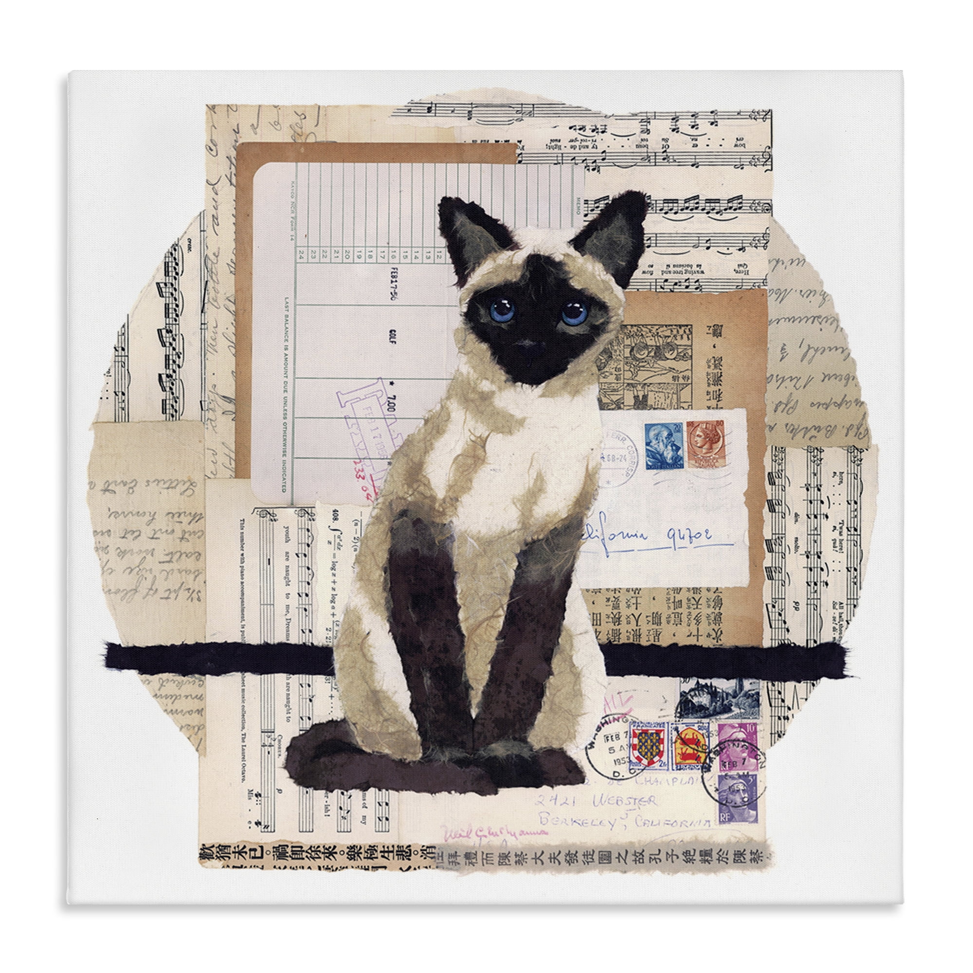 Stupell Industries Siamese Cat Collage Animals & Insects Painting Gallery Wrapped Canvas Art Print Wall Art, 36 x 36