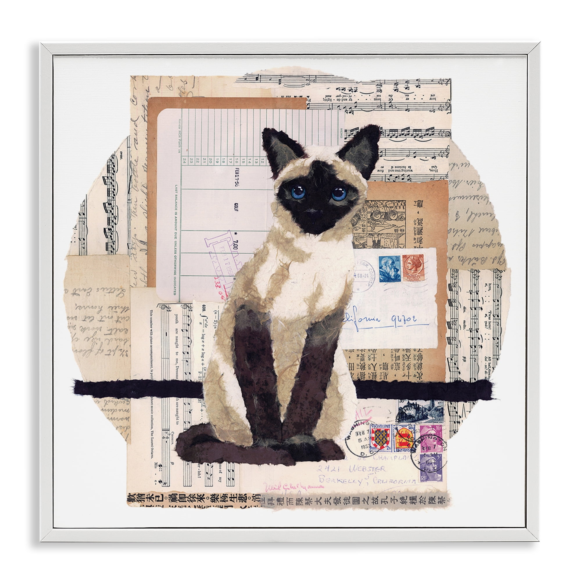 Stupell Industries Siamese Cat Collage Animals & Insects Painting White Framed Art Print Wall Art, 17 x 17