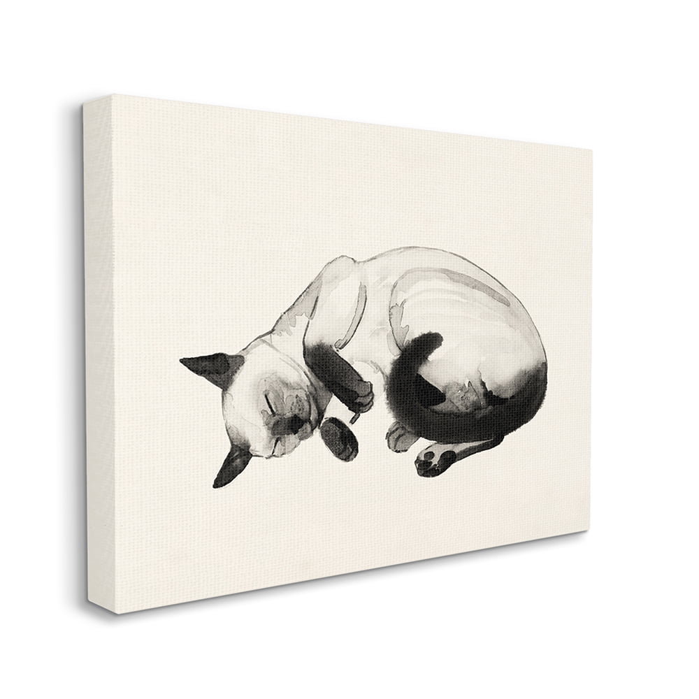 Large Black and White Siamese Cat Canvas Wall Art