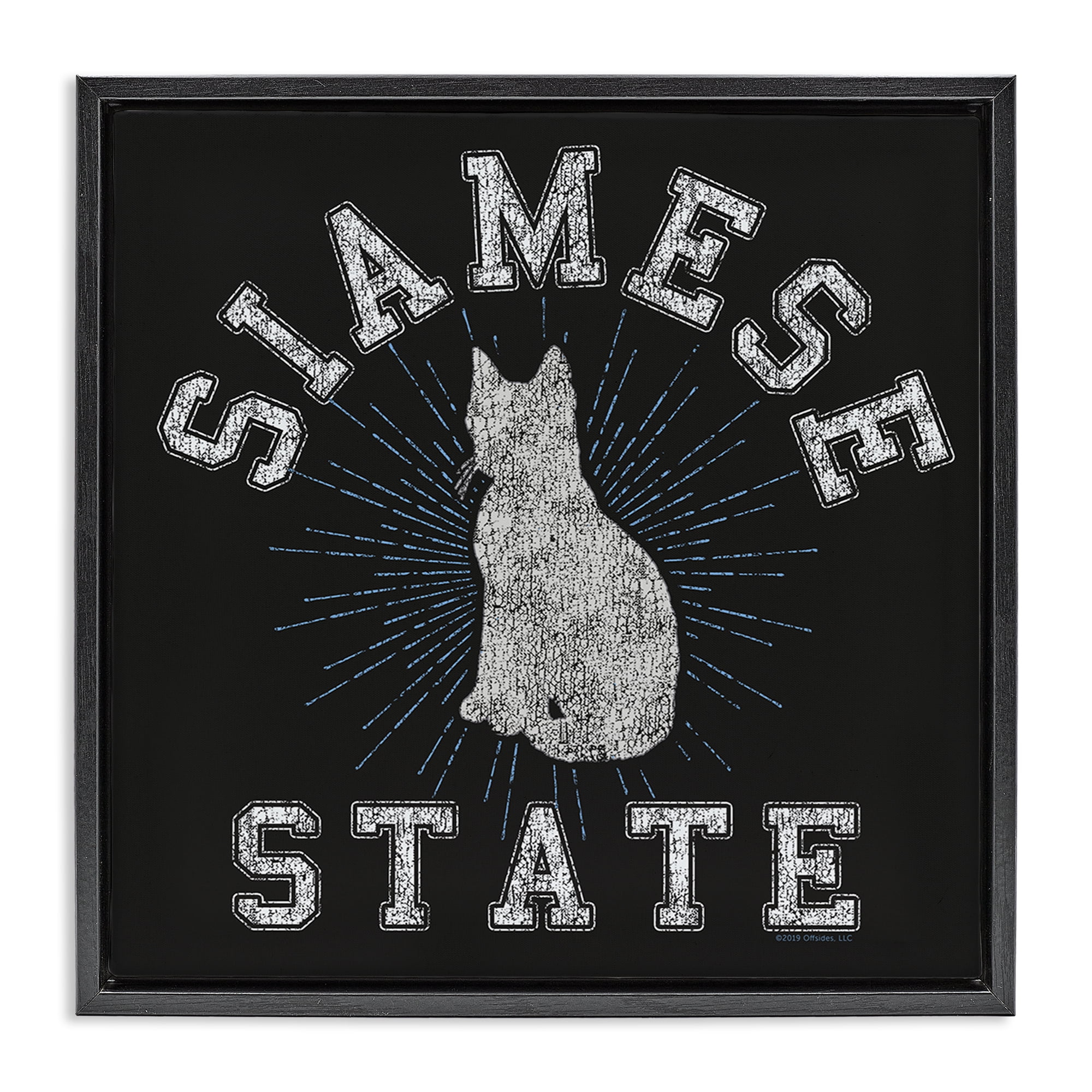 Stupell Industries Siamese Cat State Animals Painting Black Floater Framed Canvas Art Print Wall Art, 18 x 18