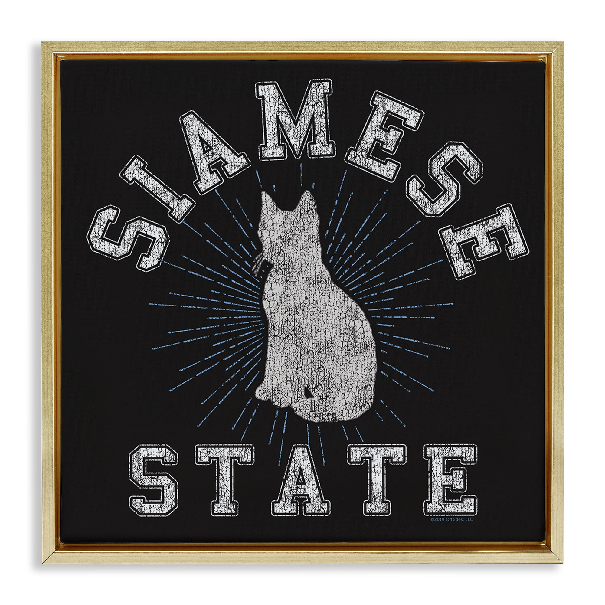 Stupell Industries Siamese Cat State Animals Painting Gold Floater Framed Canvas Art Print Wall Art, 18 x 18