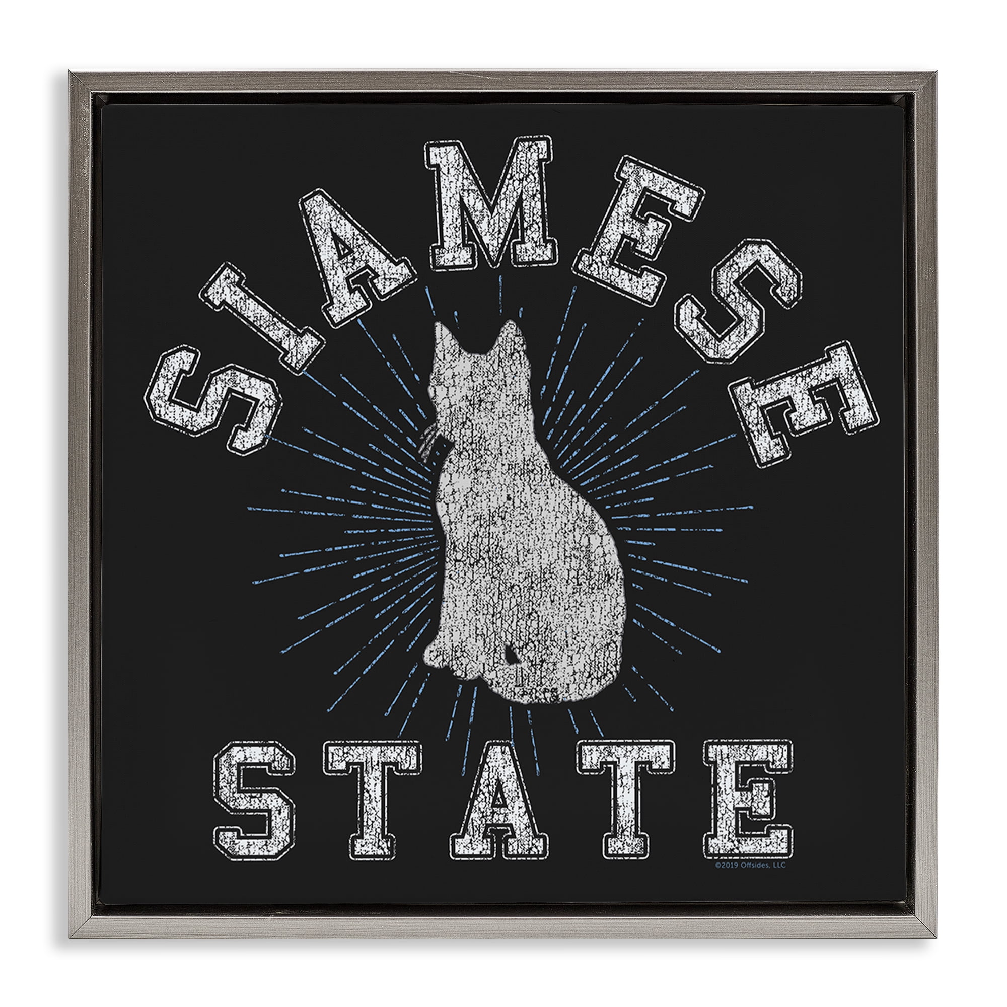 Stupell Industries Siamese Cat State Animals Painting Gray Floater Framed Canvas Art Print Wall Art, 18 x 18