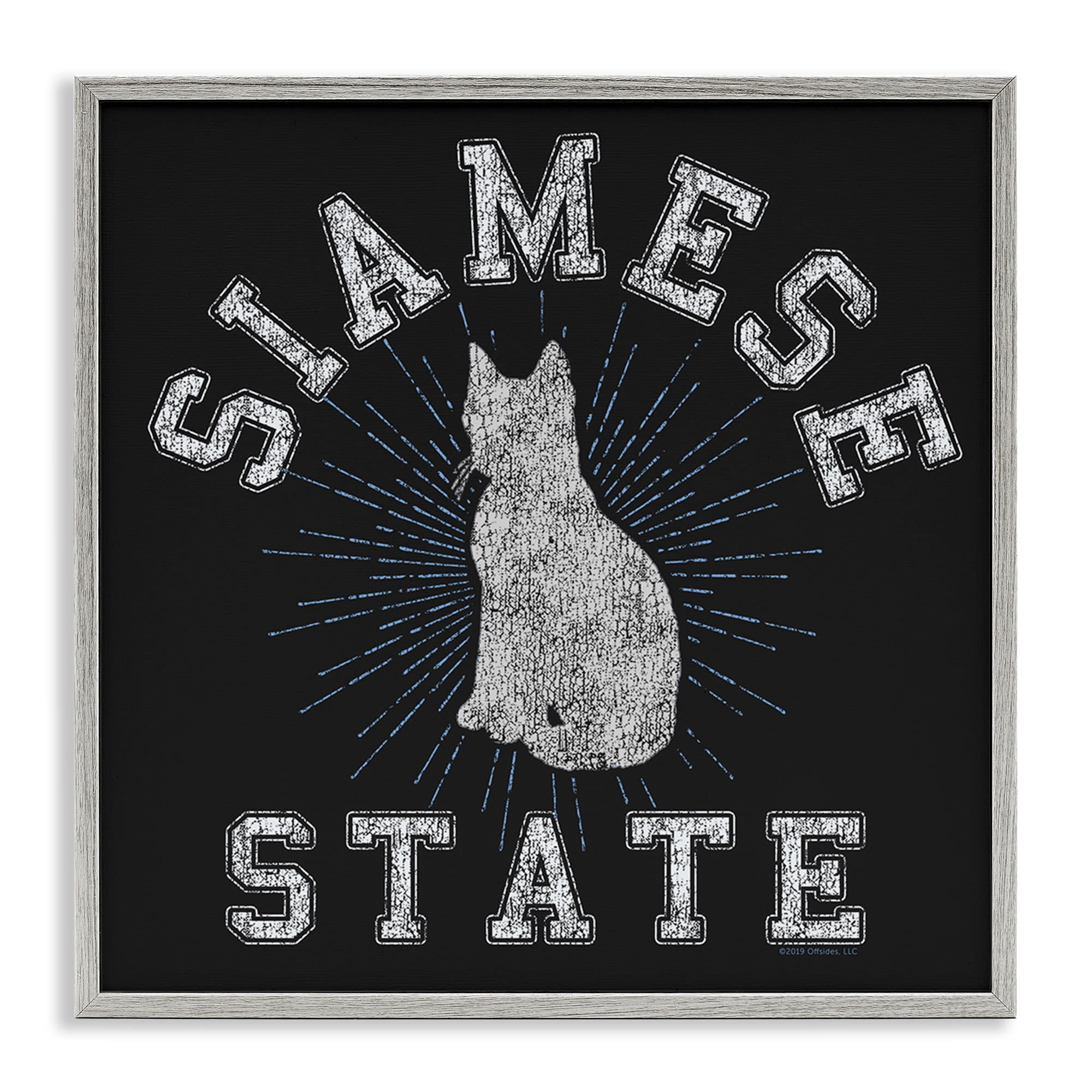 Stupell Industries Siamese Cat State Animals Painting Gray Framed Art Print Wall Art, 12 x 12