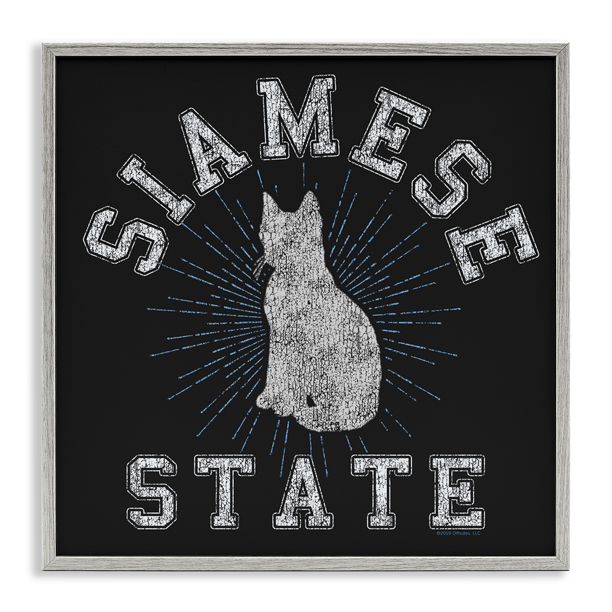 Stupell Industries Siamese Cat State Animals Painting Gray Framed Art Print Wall Art, 24 x 24