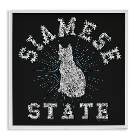 Stupell Industries Siamese Cat State Animals Painting White Framed Art Print Wall Art, 24 x 24