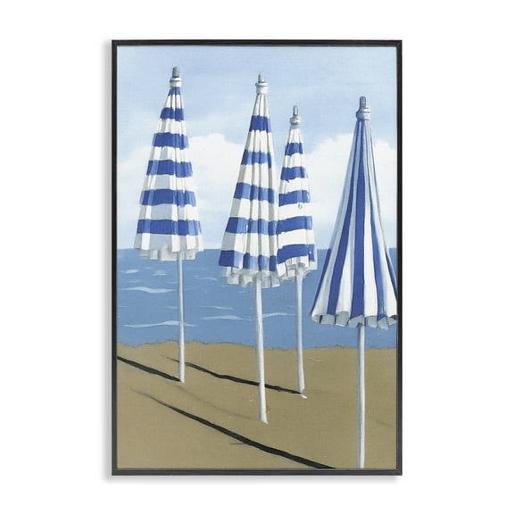 Stupell Industries Sicilian Summer Umbrellas Black Framed Giclee Art design by Norm Stelfox, 18 x 12
