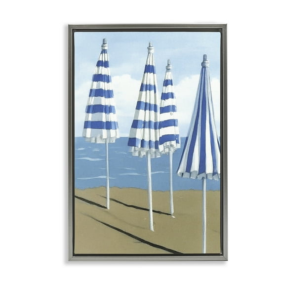 Stupell Industries Sicilian Summer Umbrellas Gray Framed Floater Canvas Wall Art design by Norm Stelfox, 31 x 21