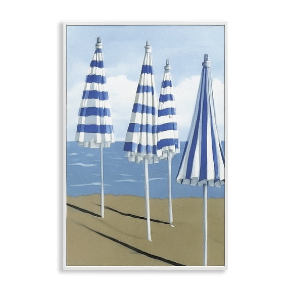 Stupell Industries Sicilian Summer Umbrellas White Framed Giclee Art design by Norm Stelfox, 24 x 16