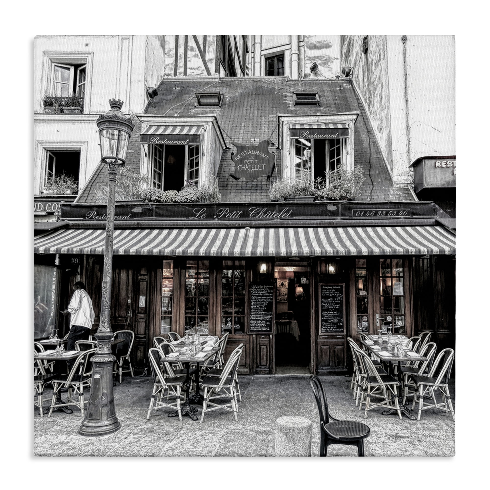 Stupell Industries Sidewalk Café Bistro Buildings & Architecture Photography Wrapped Canvas Art Print Wall Art, 24 x 24