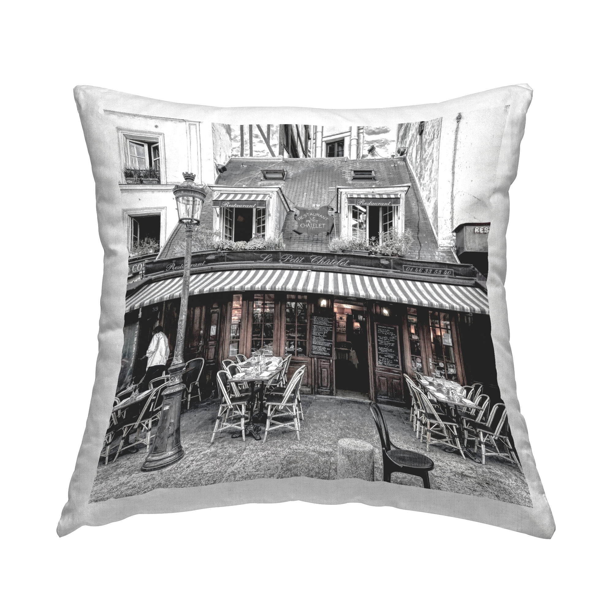 Stupell Industries Sidewalk Café Bistro Decorative Printed Throw Pillow Design by Graffitee Studios.
