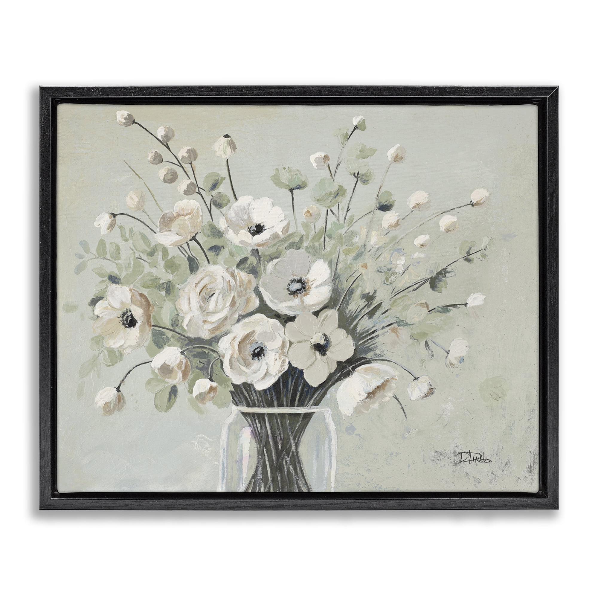 Stupell Industries Siempre Bella Bouquet Black Framed Floater Canvas Wall Art, design by Patricia Pinto
