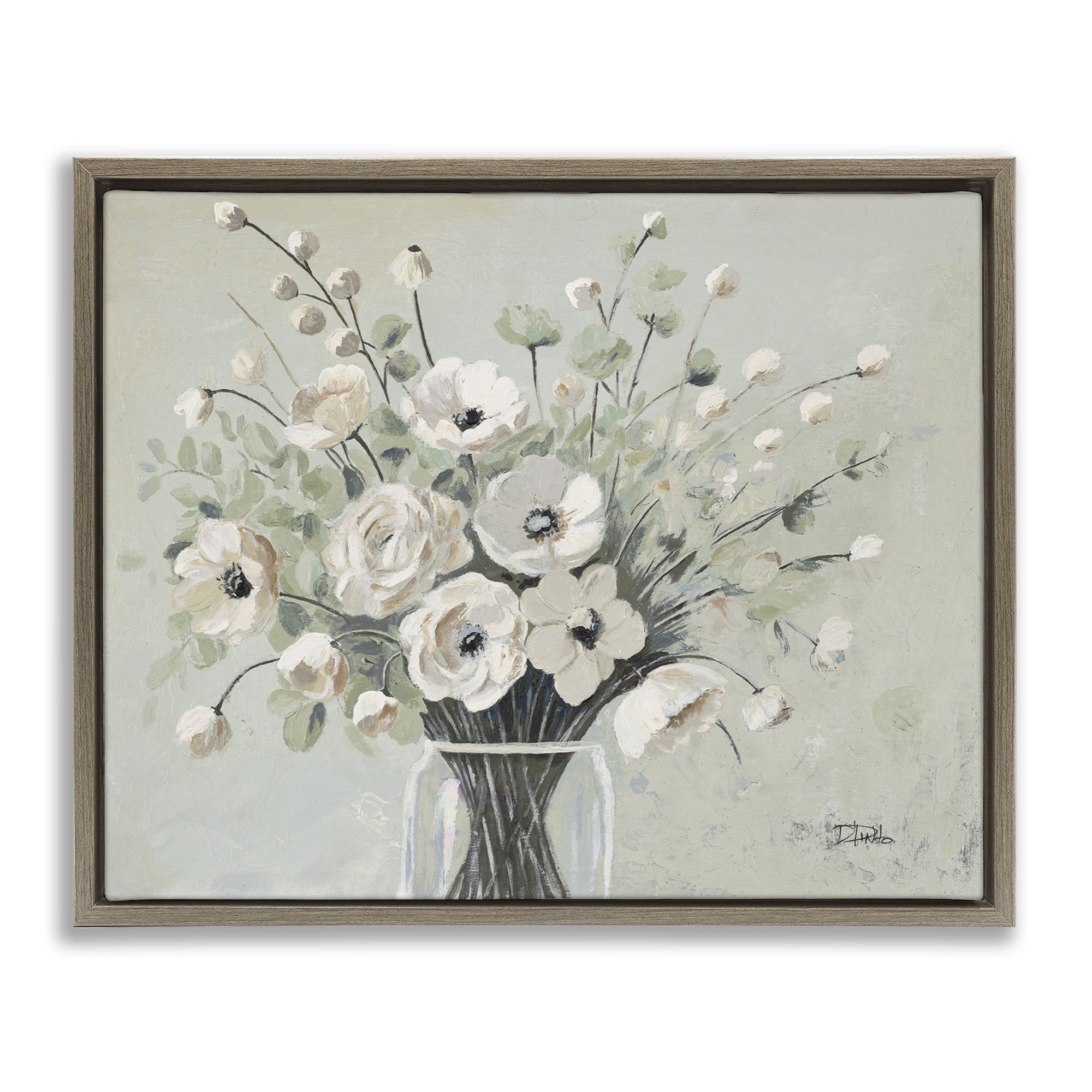 Stupell Industries Siempre Bella Bouquet Brown Framed Floater Canvas Wall Art, design by Patricia Pinto
