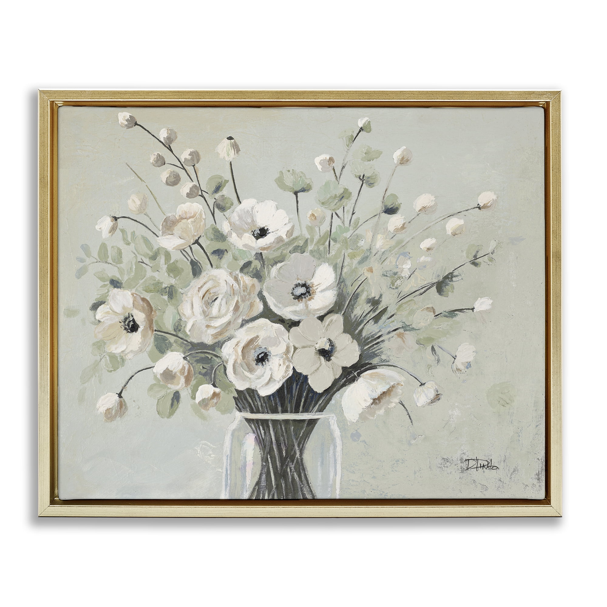 Stupell Industries Siempre Bella Bouquet Gold Framed Floater Canvas Wall Art, design by Patricia Pinto