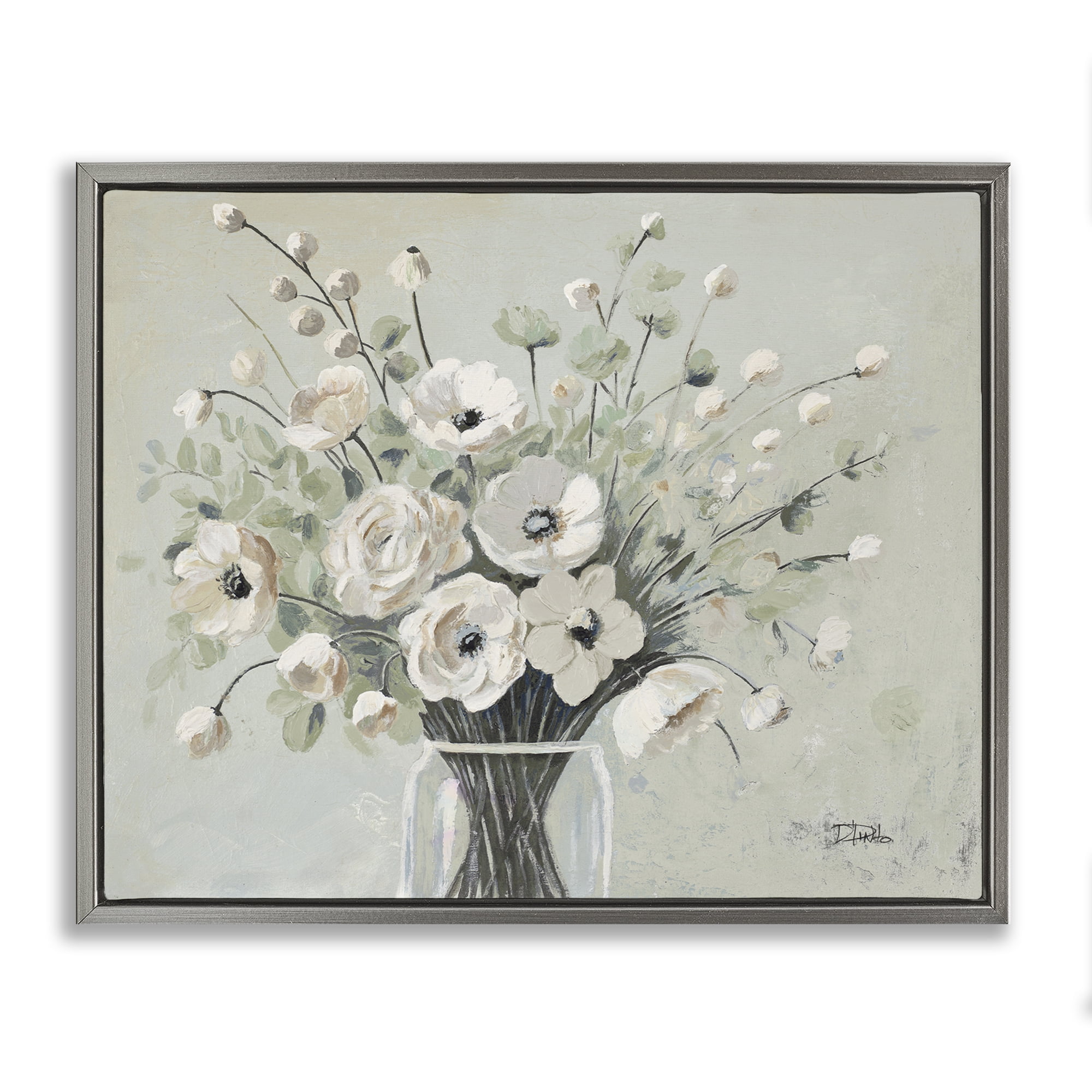 Stupell Industries Siempre Bella Bouquet Gray Framed Floater Canvas Wall Art, design by Patricia Pinto