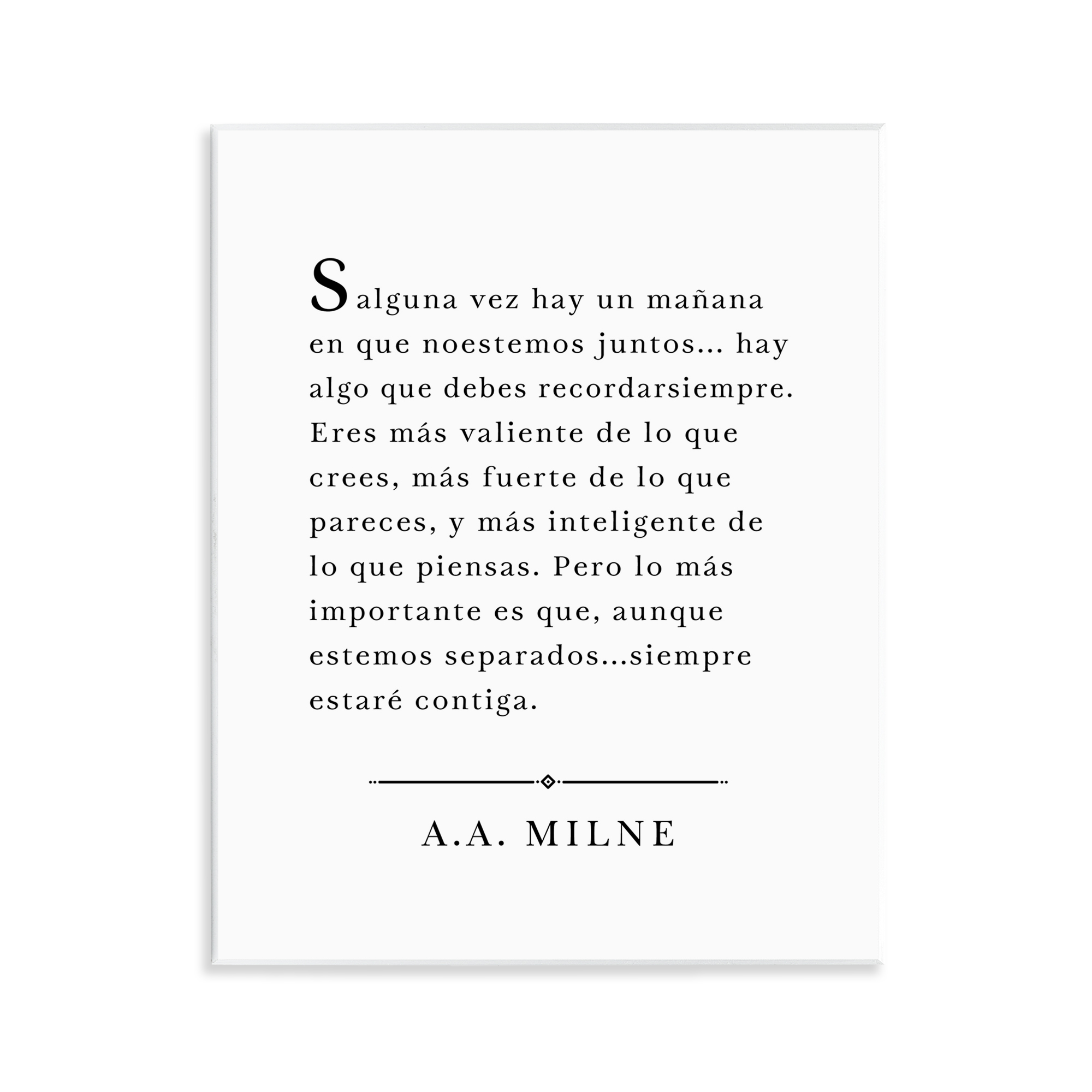 Stupell Industries Siempre Contigo - A.A. Milne Inspirational Quotes & Sayings Painting Unframed Art Print Wall Art, 11 x 14
