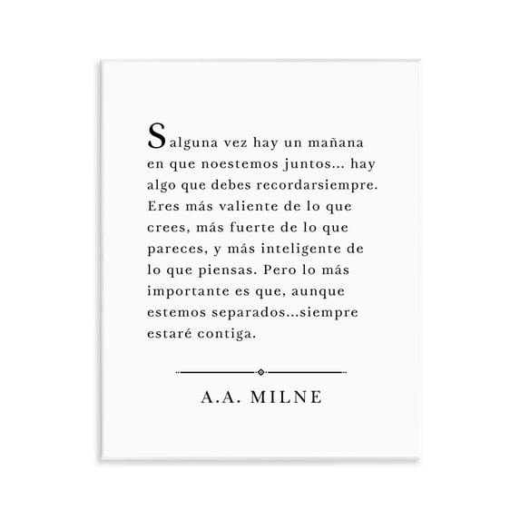 Stupell Industries Siempre Contigo - A.A. Milne Inspirational Quotes & Sayings Painting Unframed Art Print Wall Art, 11 x 14