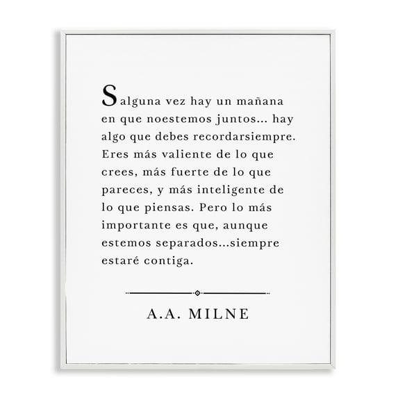 Stupell Industries Siempre Contigo - A.A. Milne Inspirational Quotes & Sayings Painting White Framed Art Print Wall Art, 11 x 14