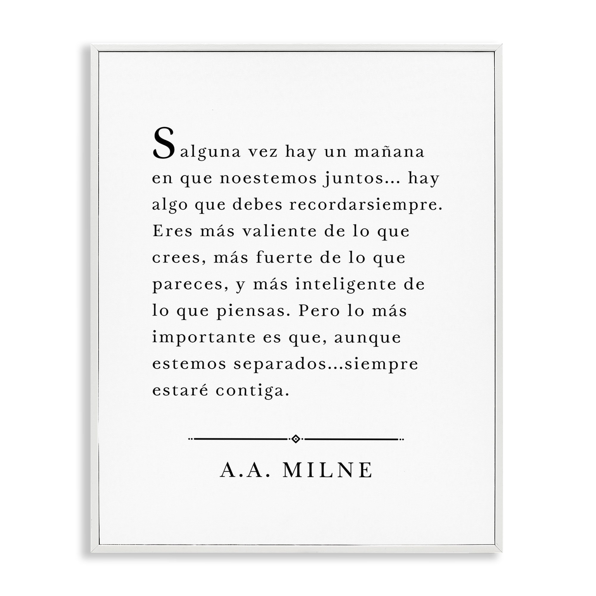 Stupell Industries Siempre Contigo - A.A. Milne Inspirational Quotes & Sayings Painting White Framed Art Print Wall Art, 16 x 20