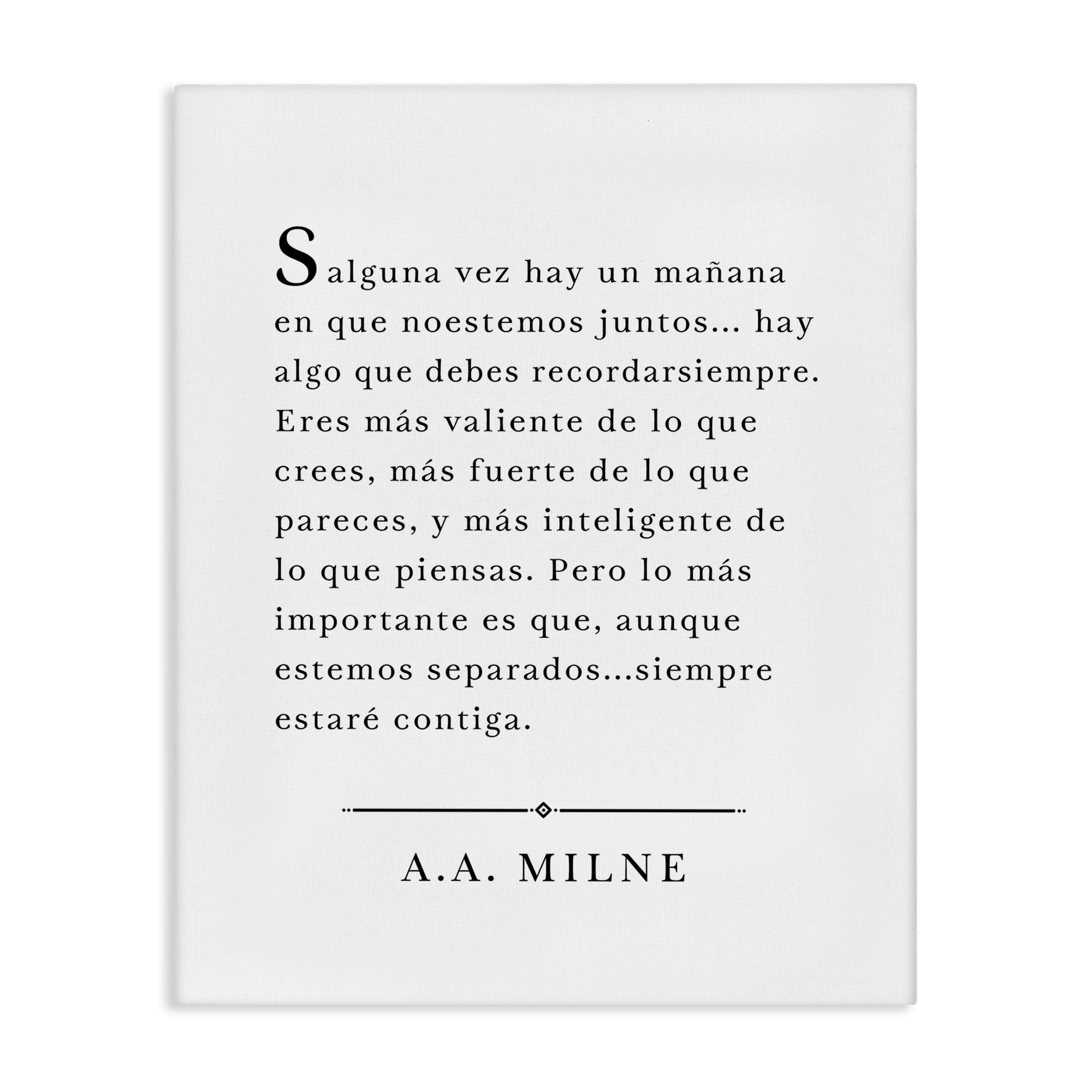 Stupell Industries Siempre Contigo - A.A. Milne Inspirational Quotes & Sayings Painting Wrapped Canvas Art Print Wall Art, 24 x 30