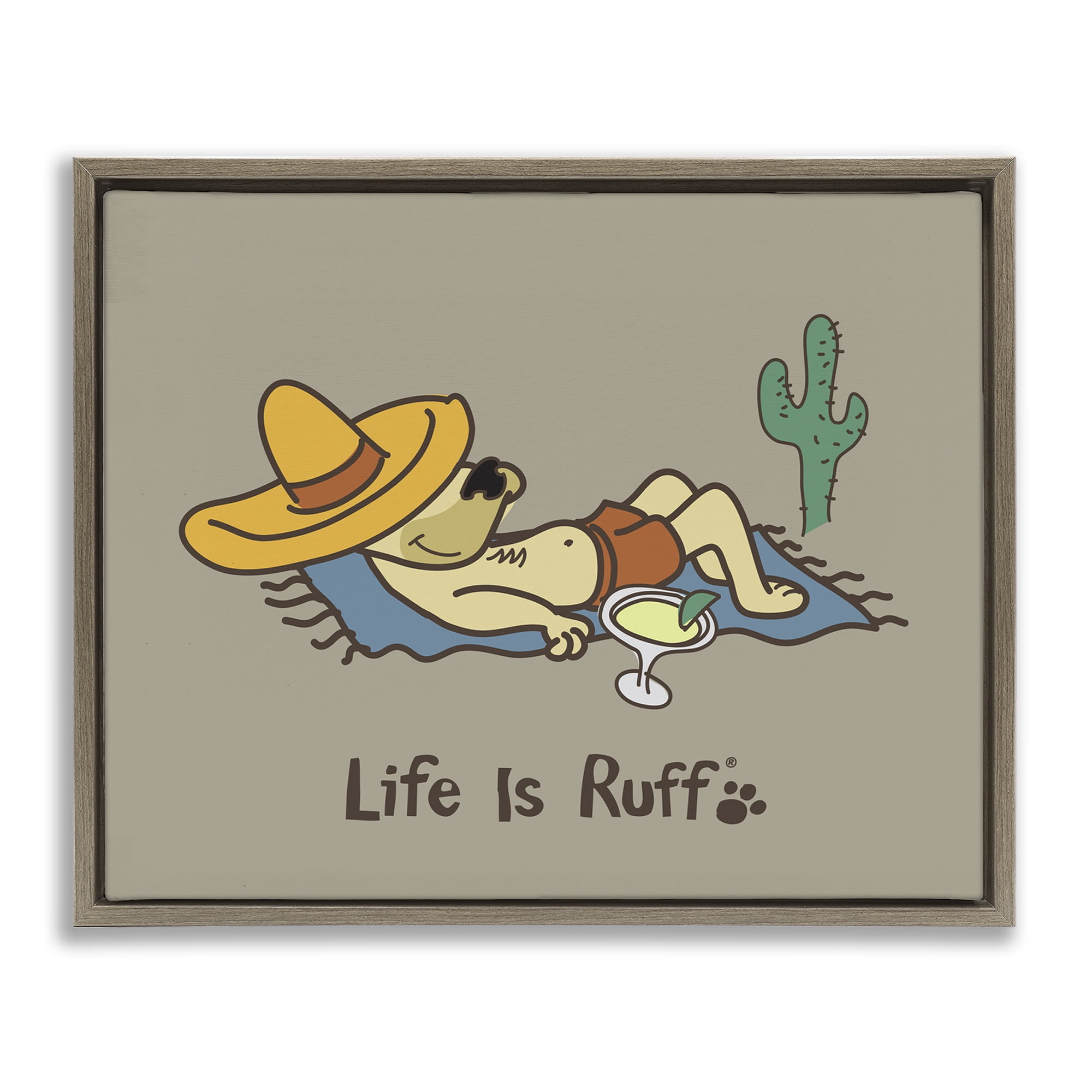 Stupell Industries Siesta Dog in Desert Animals Painting Brown Floater Framed Canvas Art Print Wall Art, 21 x 17