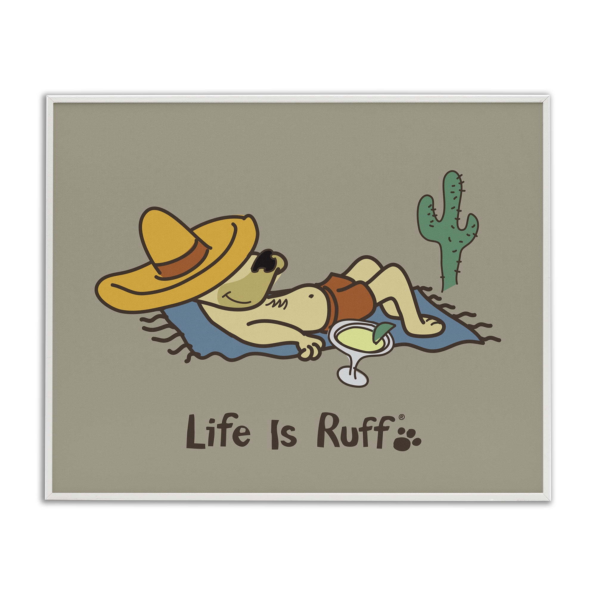 Stupell Industries Siesta Dog in Desert Animals Painting White Framed Art Print Wall Art, 20 x 16