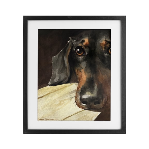 Stupell Industries Sight of Dachshund Black Framed Print Under Glass, design by George Dyachenko