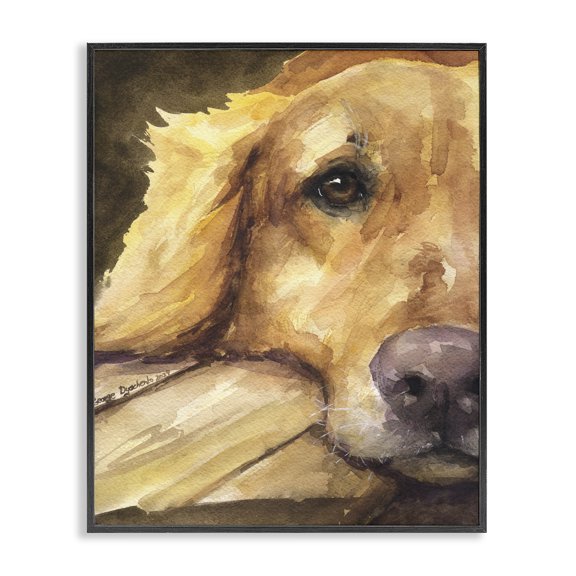 Stupell Industries Sight of Golden Retriever Black Framed Giclee Art, design by George Dyachenko
