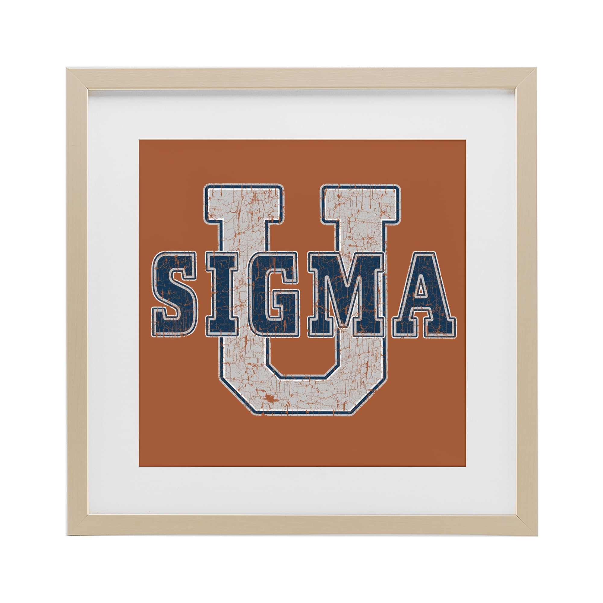 Stupell Industries Sigma University on Brown Birch Framed Print Under Glass, design by Grotto Studios