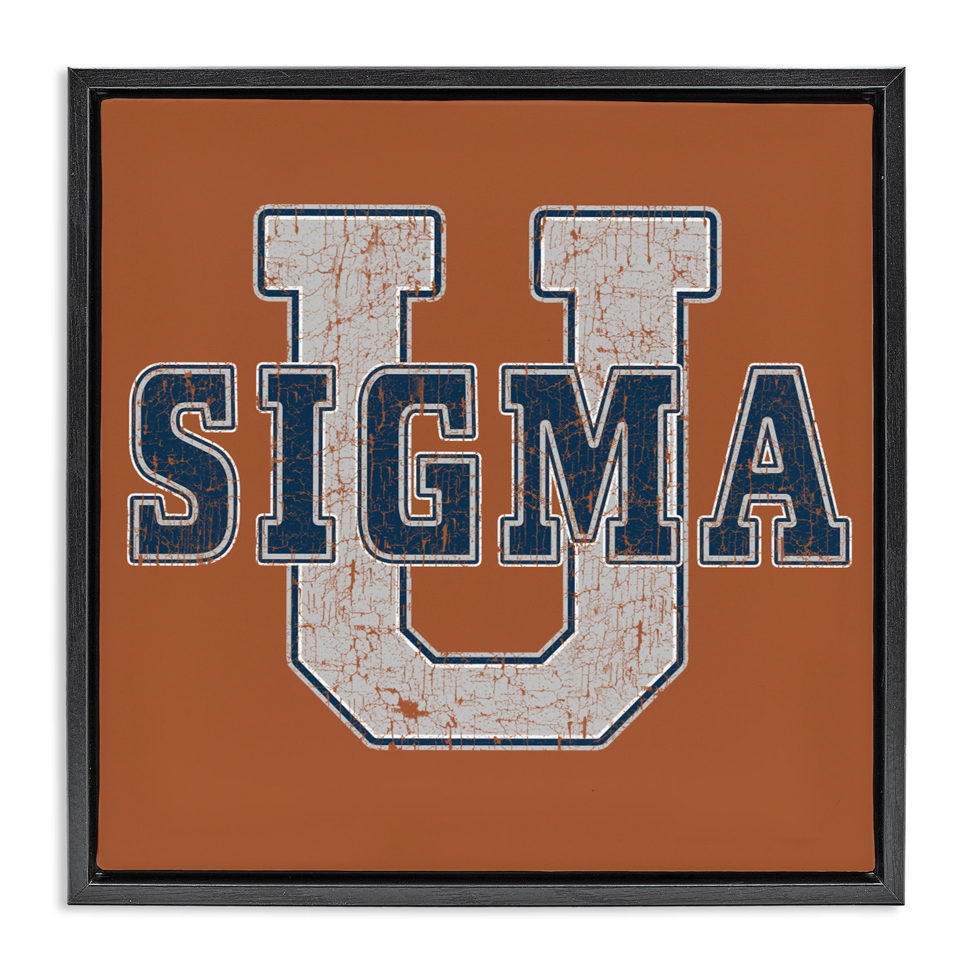 Stupell Industries Sigma University on Brown Black Framed Floater Canvas Wall Art, design by Grotto Studios
