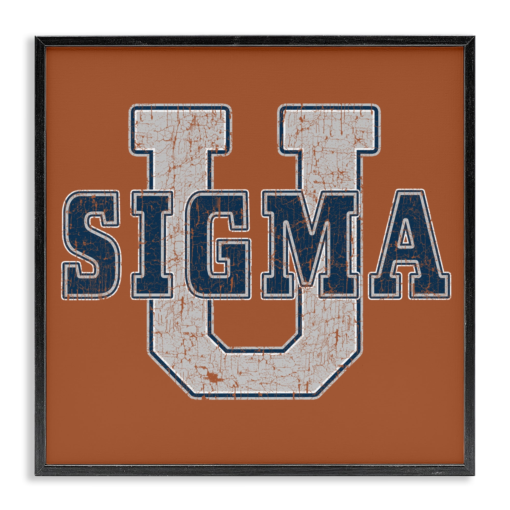 Stupell Industries Sigma University on Brown Black Framed Giclee Art, design by Grotto Studios