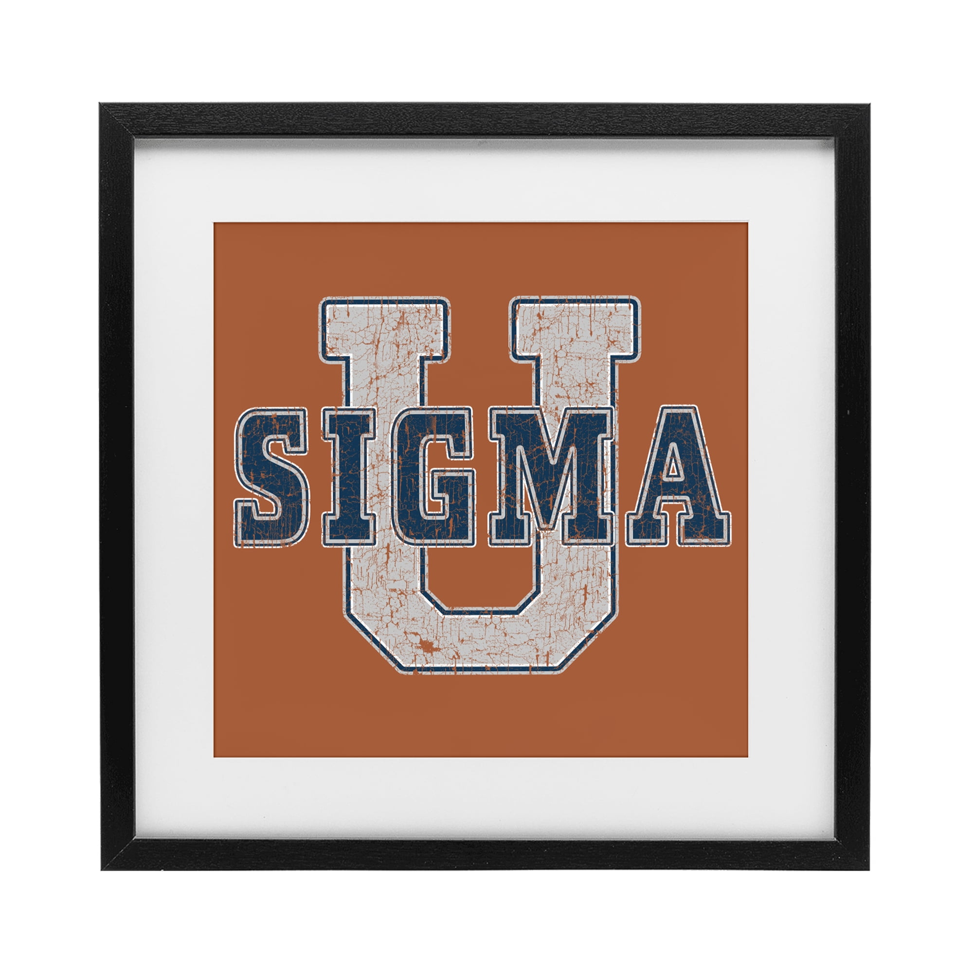 Stupell Industries Sigma University on Brown Black Framed Print Under Glass, design by Grotto Studios