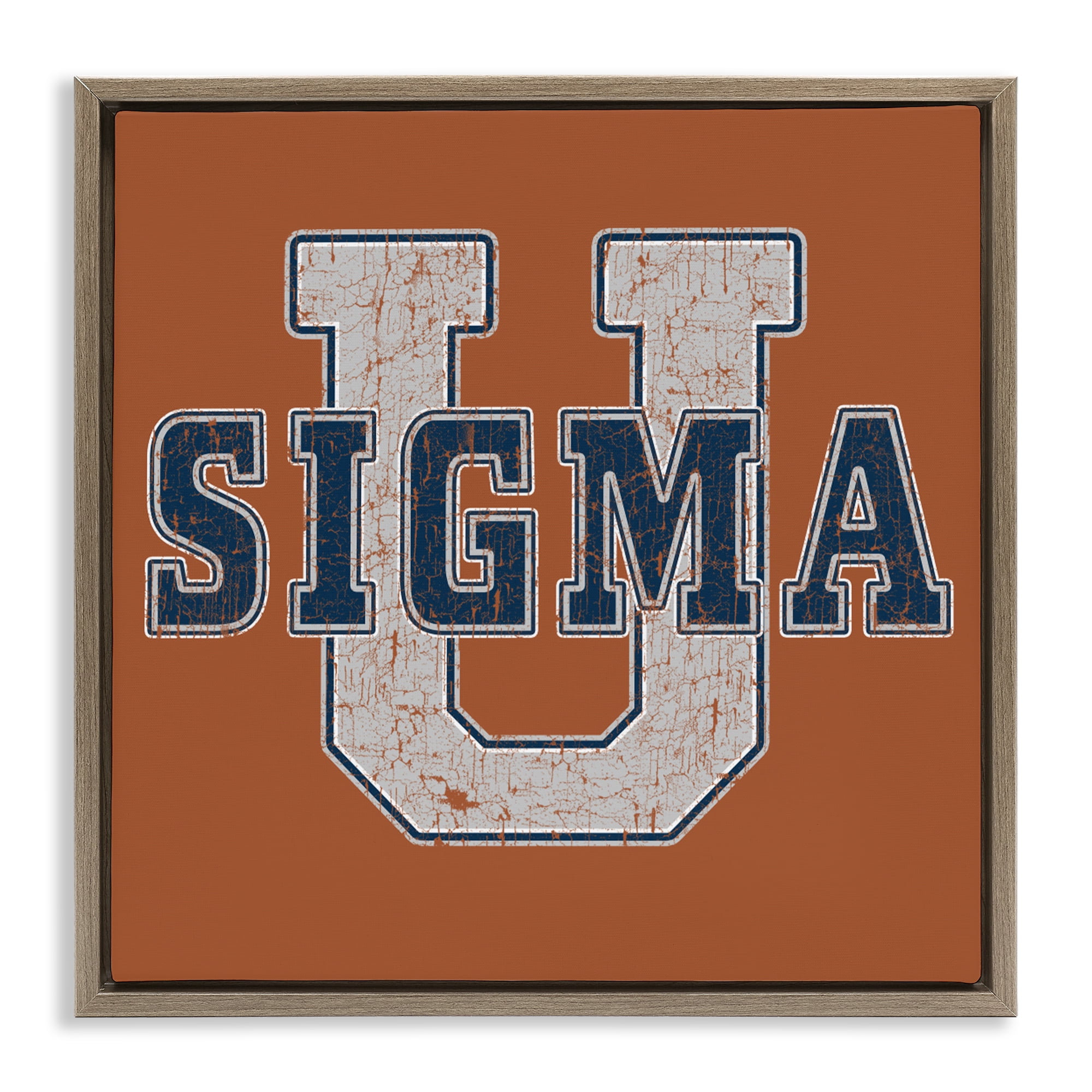 Stupell Industries Sigma University on Brown Brown Framed Floater Canvas Wall Art, design by Grotto Studios