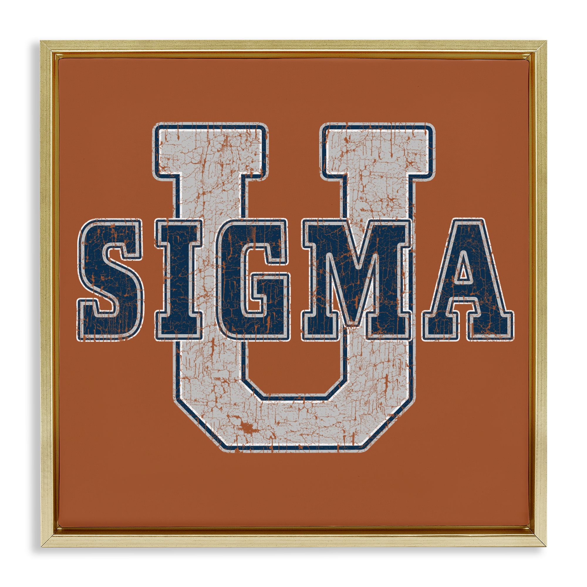 Stupell Industries Sigma University on Brown Gold Framed Floater Canvas Wall Art, design by Grotto Studios
