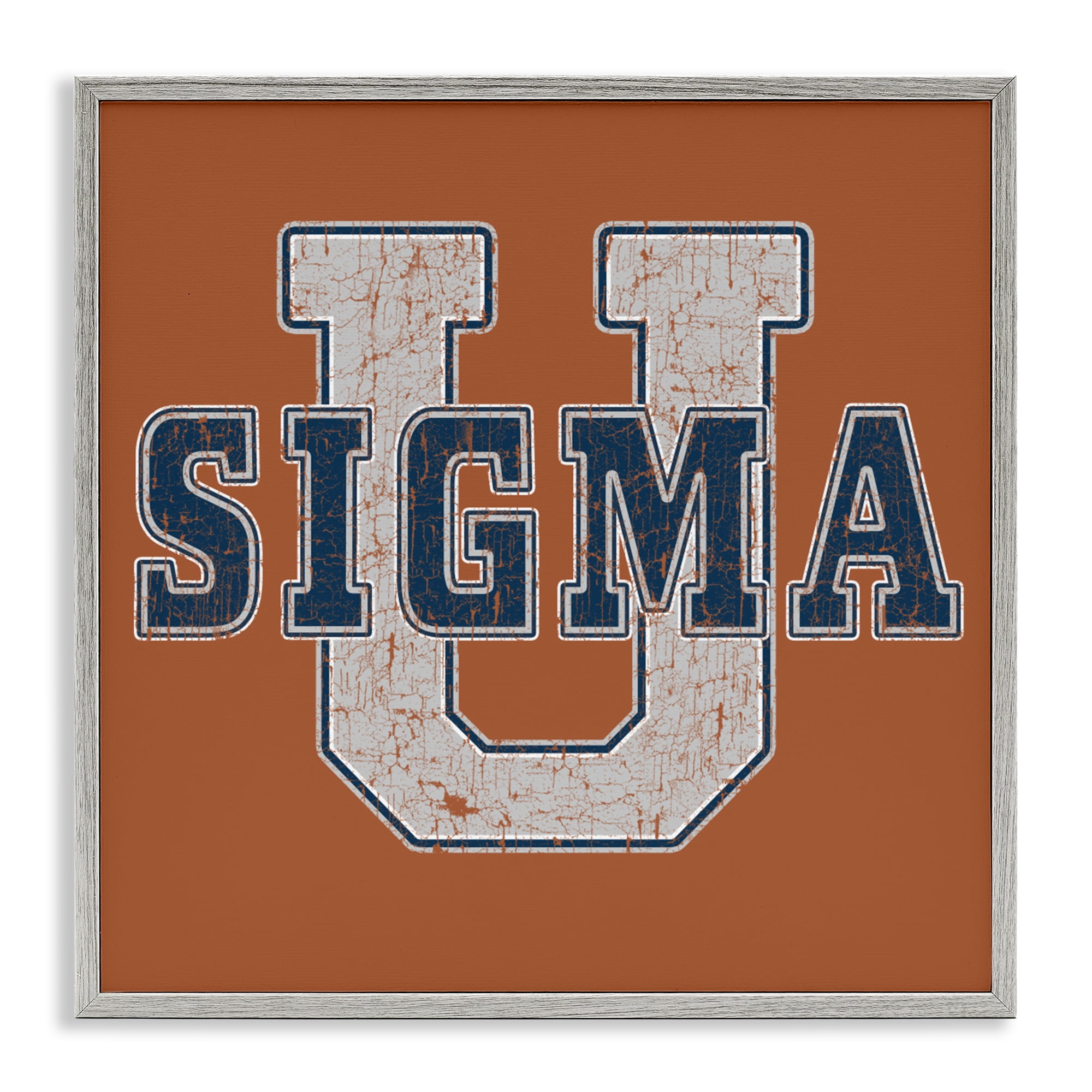 Stupell Industries Sigma University on Brown Gray Framed Giclee Art, design by Grotto Studios