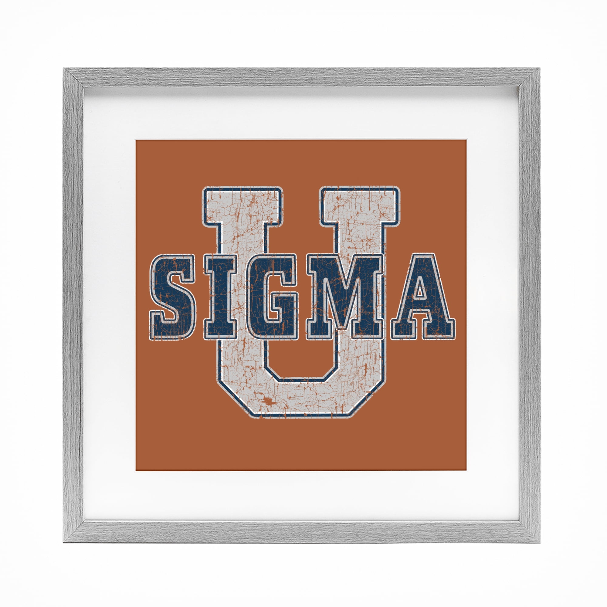 Stupell Industries Sigma University on Brown Gray Framed Print Under Glass, design by Grotto Studios