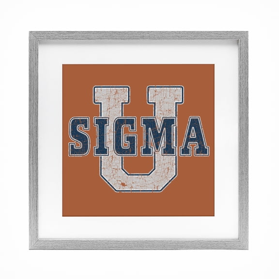 Stupell Industries Sigma University on Brown Gray Framed Print Under Glass, design by Grotto Studios