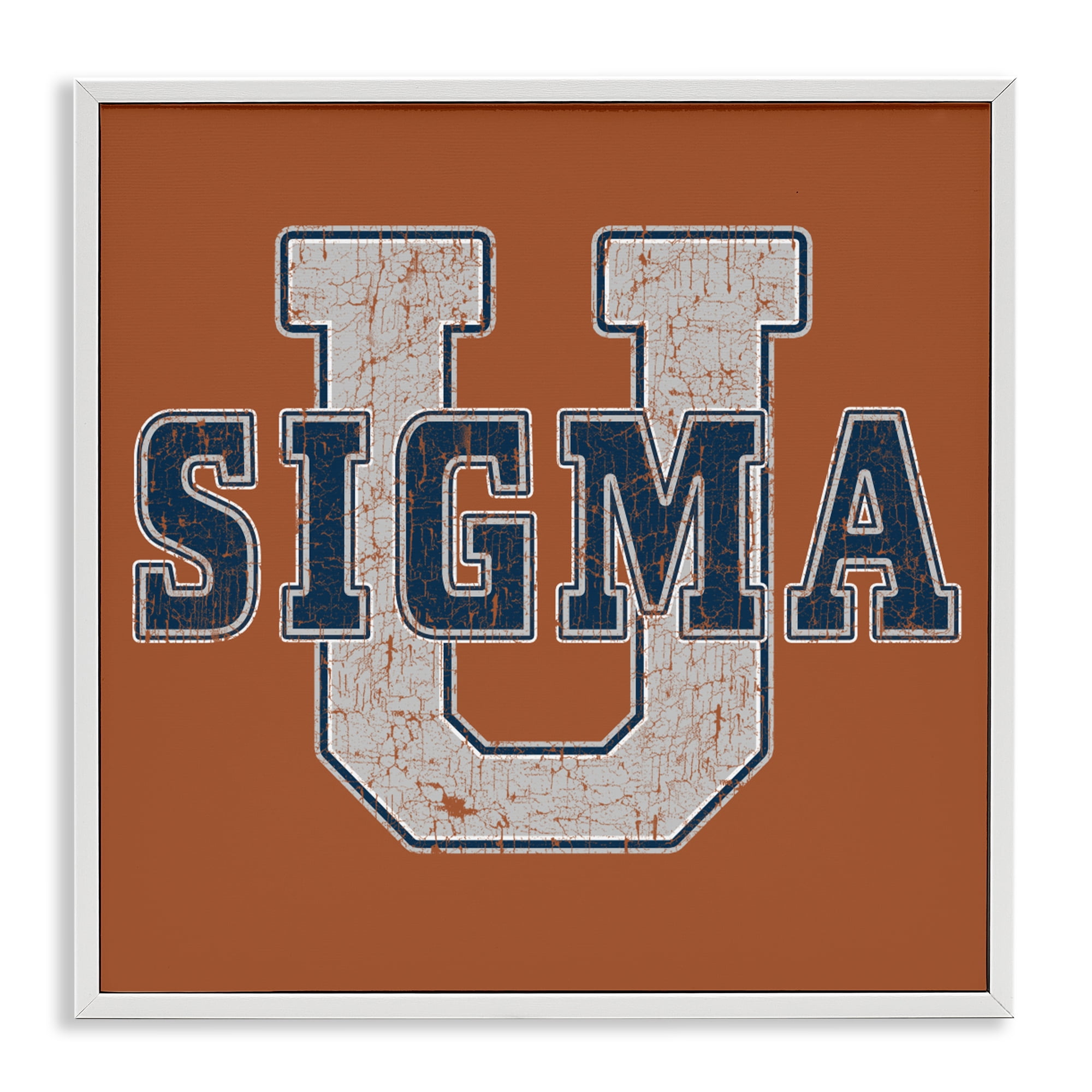 Stupell Industries Sigma University on Brown White Framed Giclee Art, design by Grotto Studios