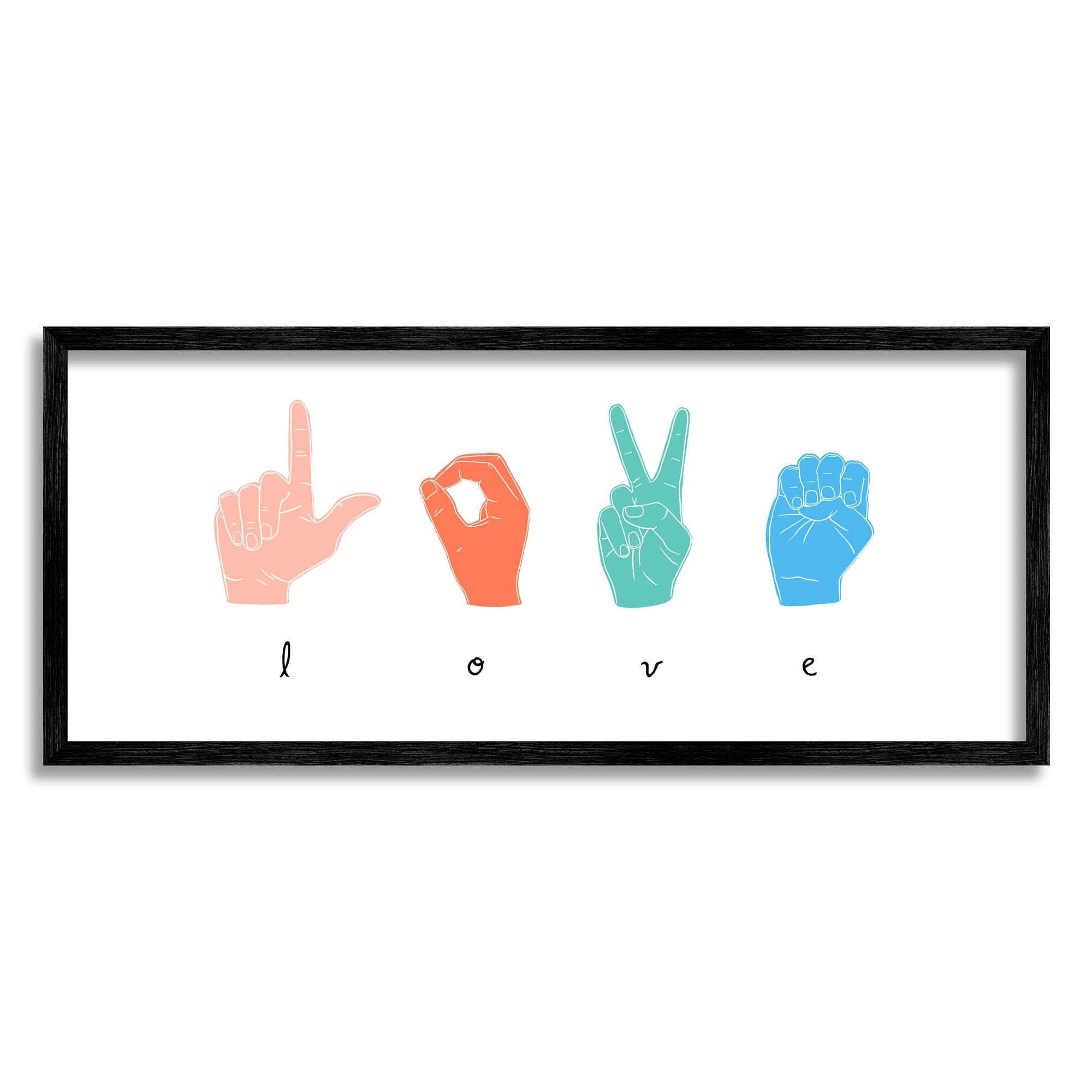 Stupell Industries Sign Language Love Hands Design, 10 x 24,Design by Emma Scarvey