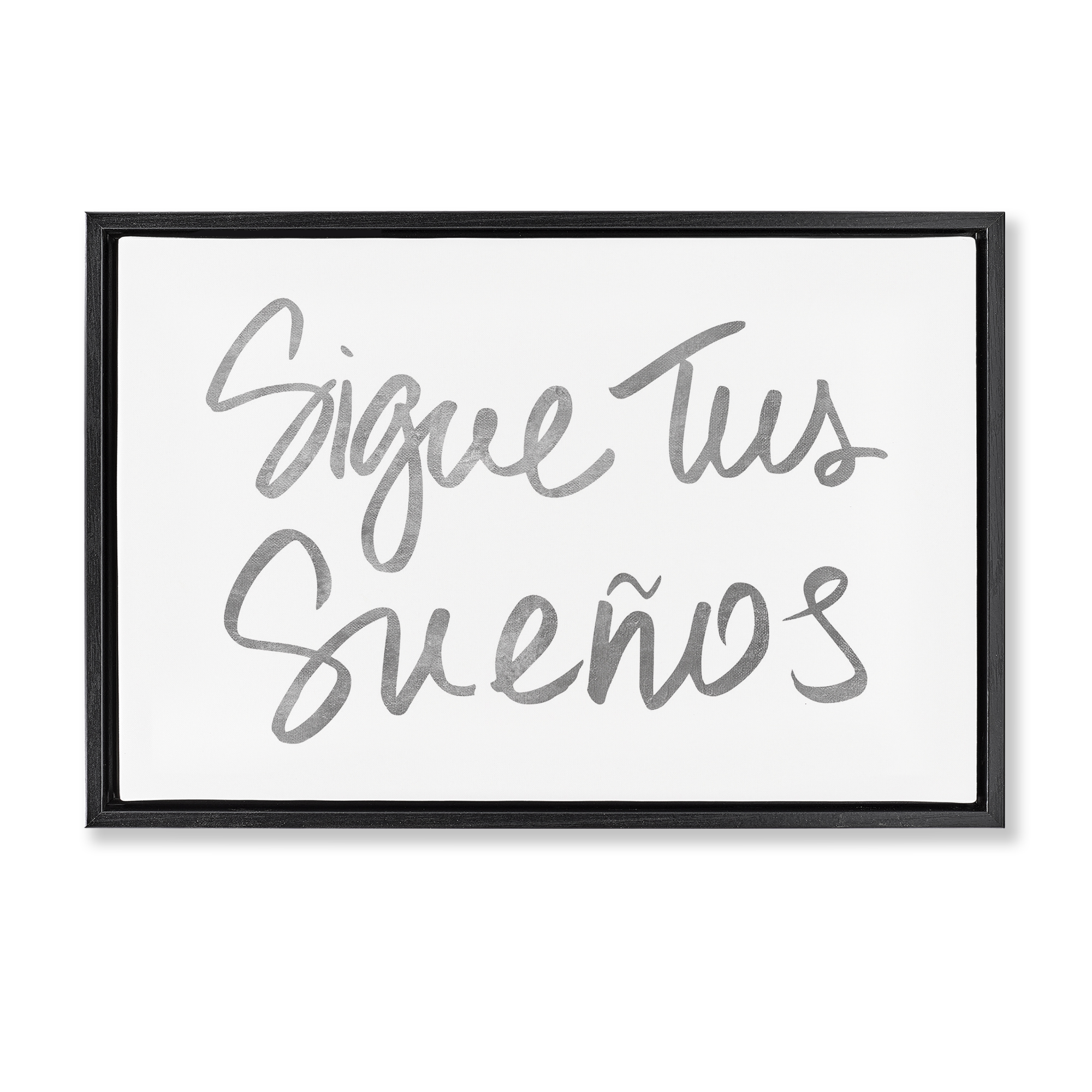 Stupell Industries Sigue Tus Sueños Brilla Inspirational Quotes & Sayings Painting Black Floater Framed Art Print Wall Art, 31 x 21