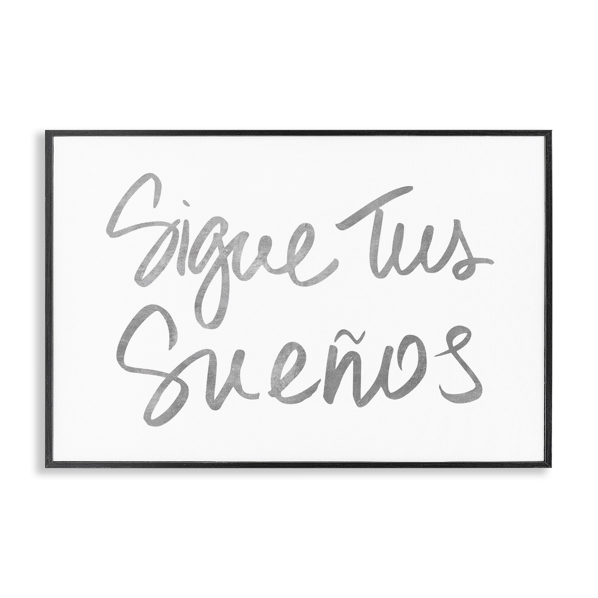 Stupell Industries Sigue Tus Sueños Brilla Inspirational Quotes & Sayings Painting Black Framed Art Print Wall Art, 18 x 12