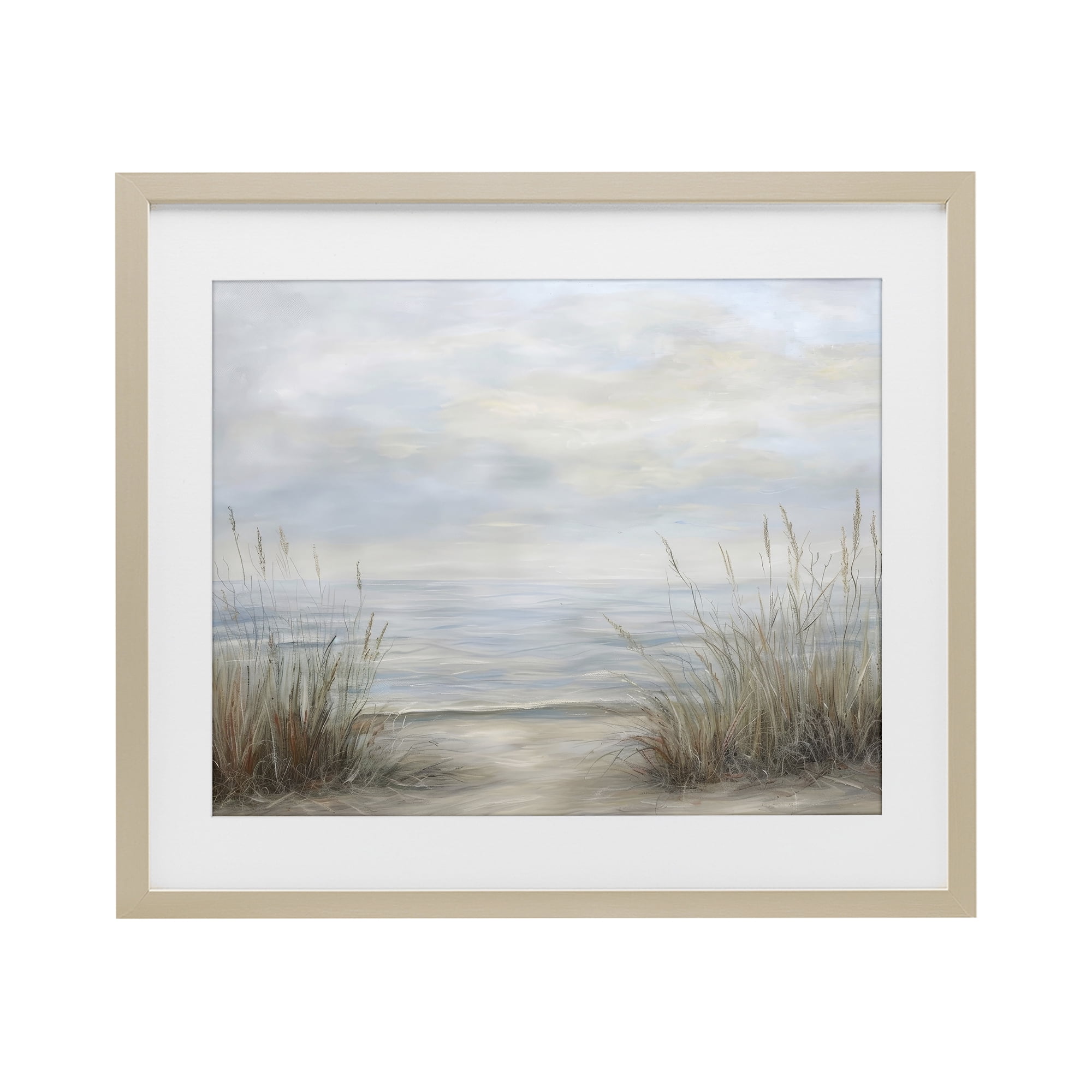 Stupell Industries Silent Beach with Seaside Dunes Birch Framed Print Under Glass, design by Petal Prints Design
