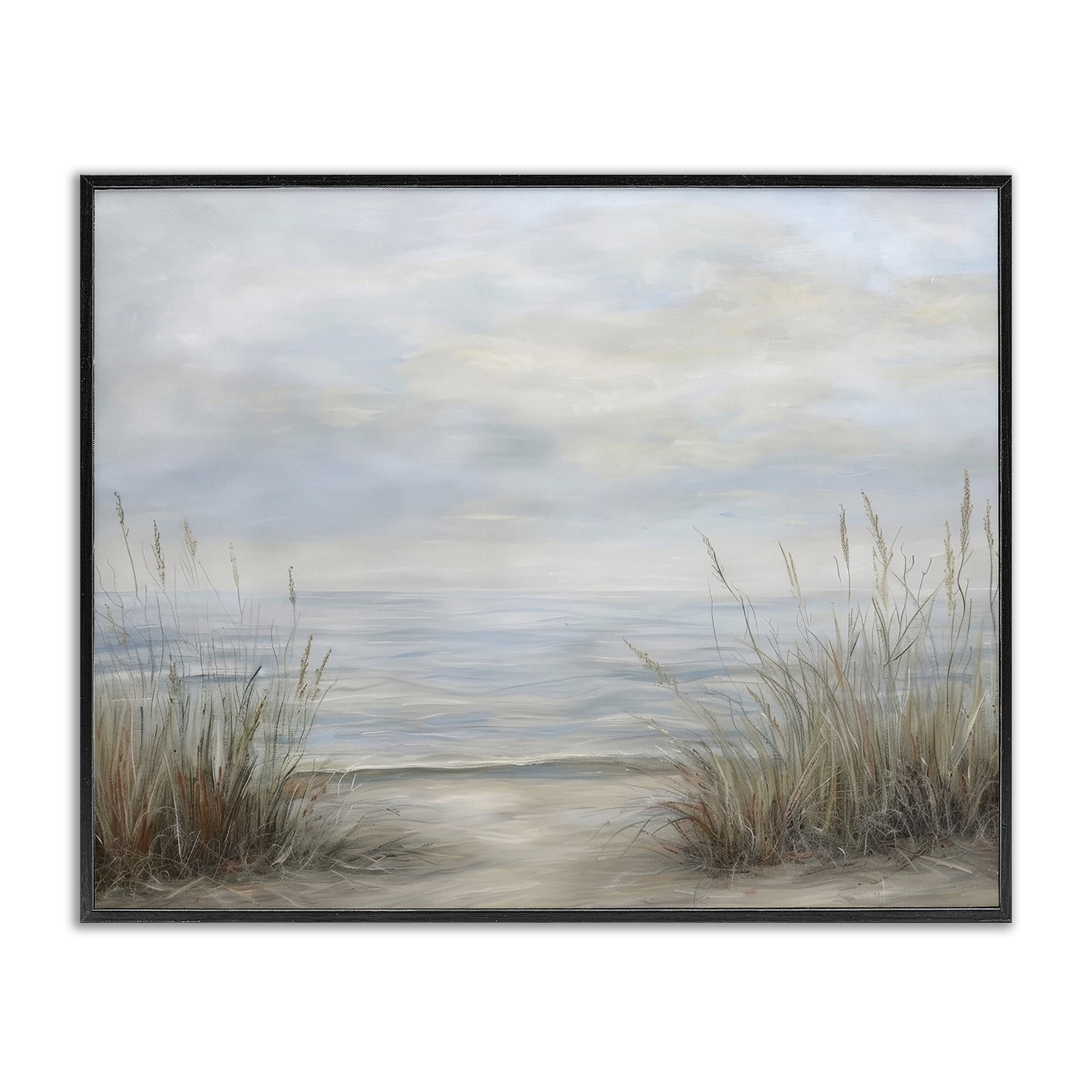 Stupell Industries Silent Beach with Seaside Dunes Black Framed Giclee Art, design by Petal Prints Design