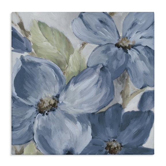 Stupell Industries Silent Blue Bloom Botanical & Floral Painting Gallery Wrapped Canvas Art Print Wall Art, 17 x 17