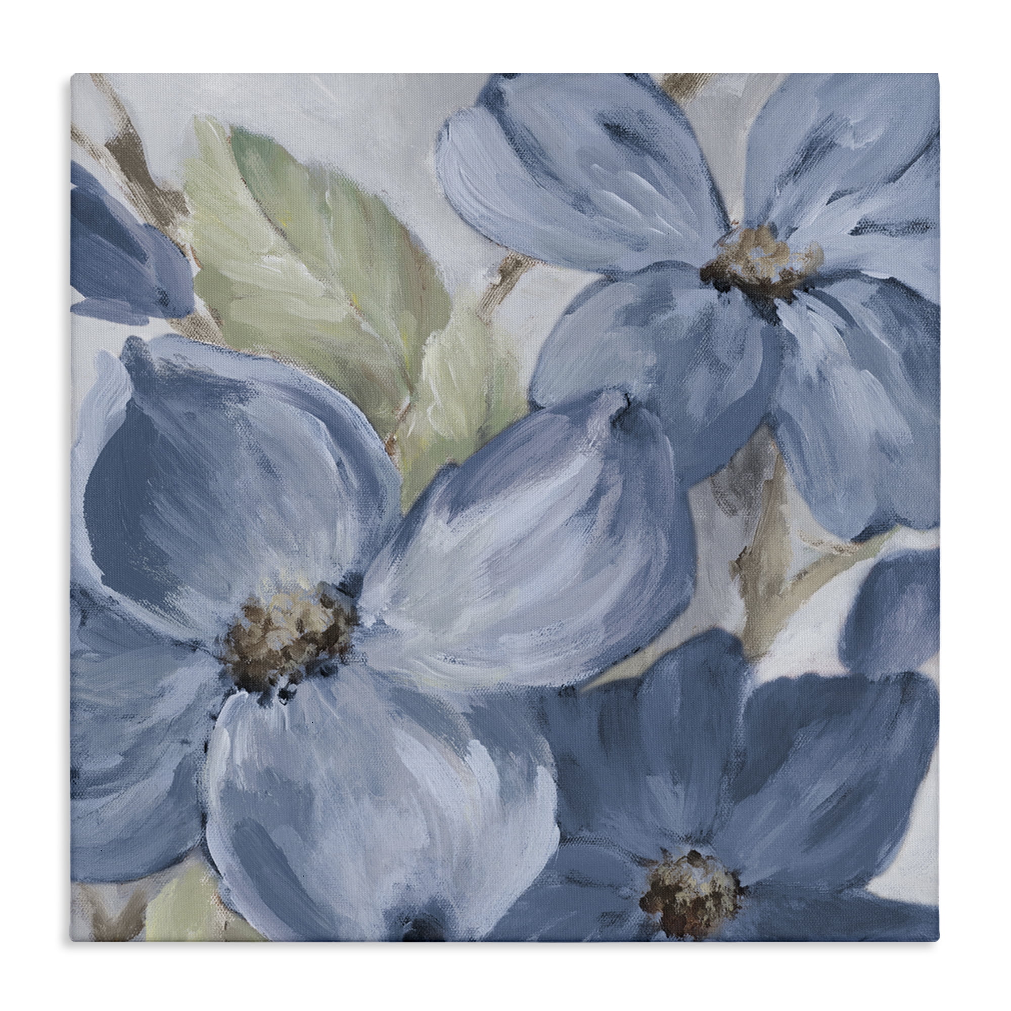 Stupell Industries Silent Blue Bloom Botanical & Floral Painting Gallery Wrapped Canvas Art Print Wall Art, 24 x 24