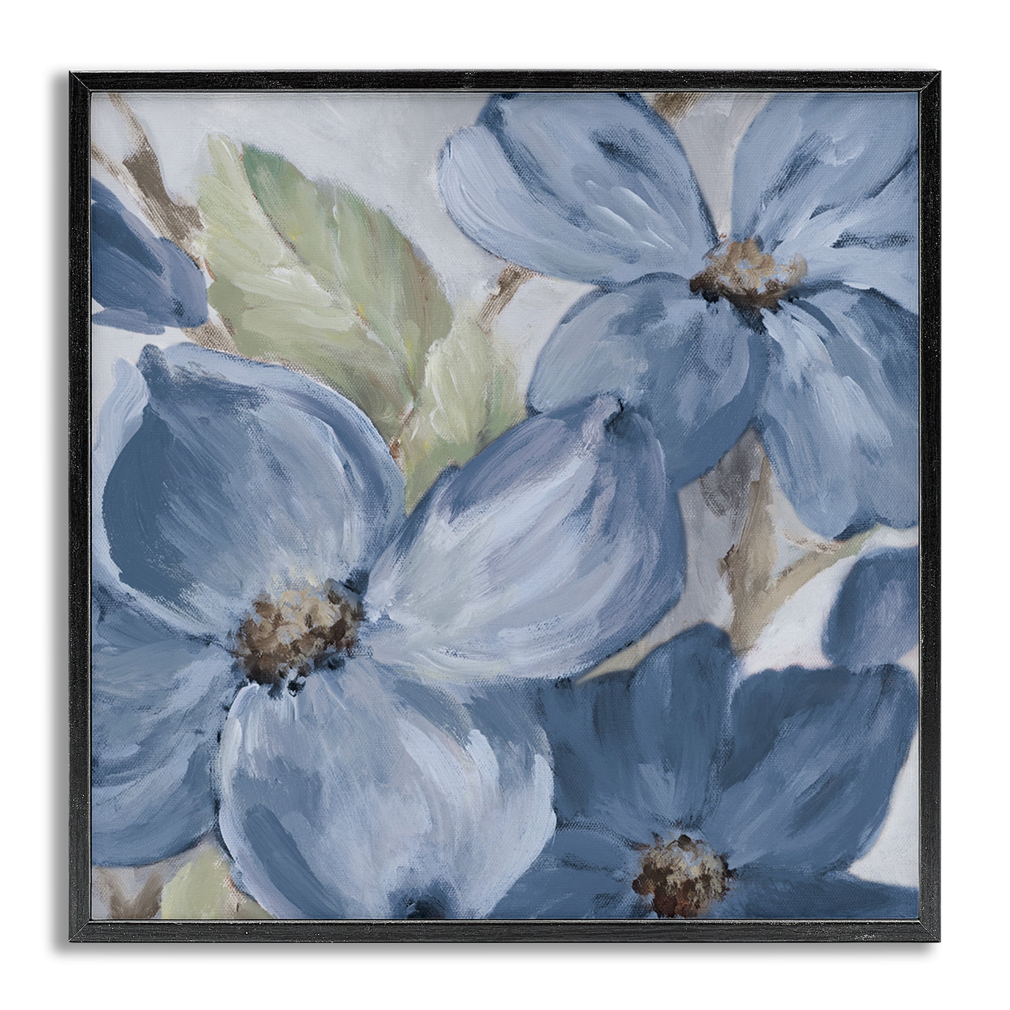 Stupell Industries Silent Blue Bloom Botanical & Floral Painting Gray Framed Art Print Wall Art, 24 x 24