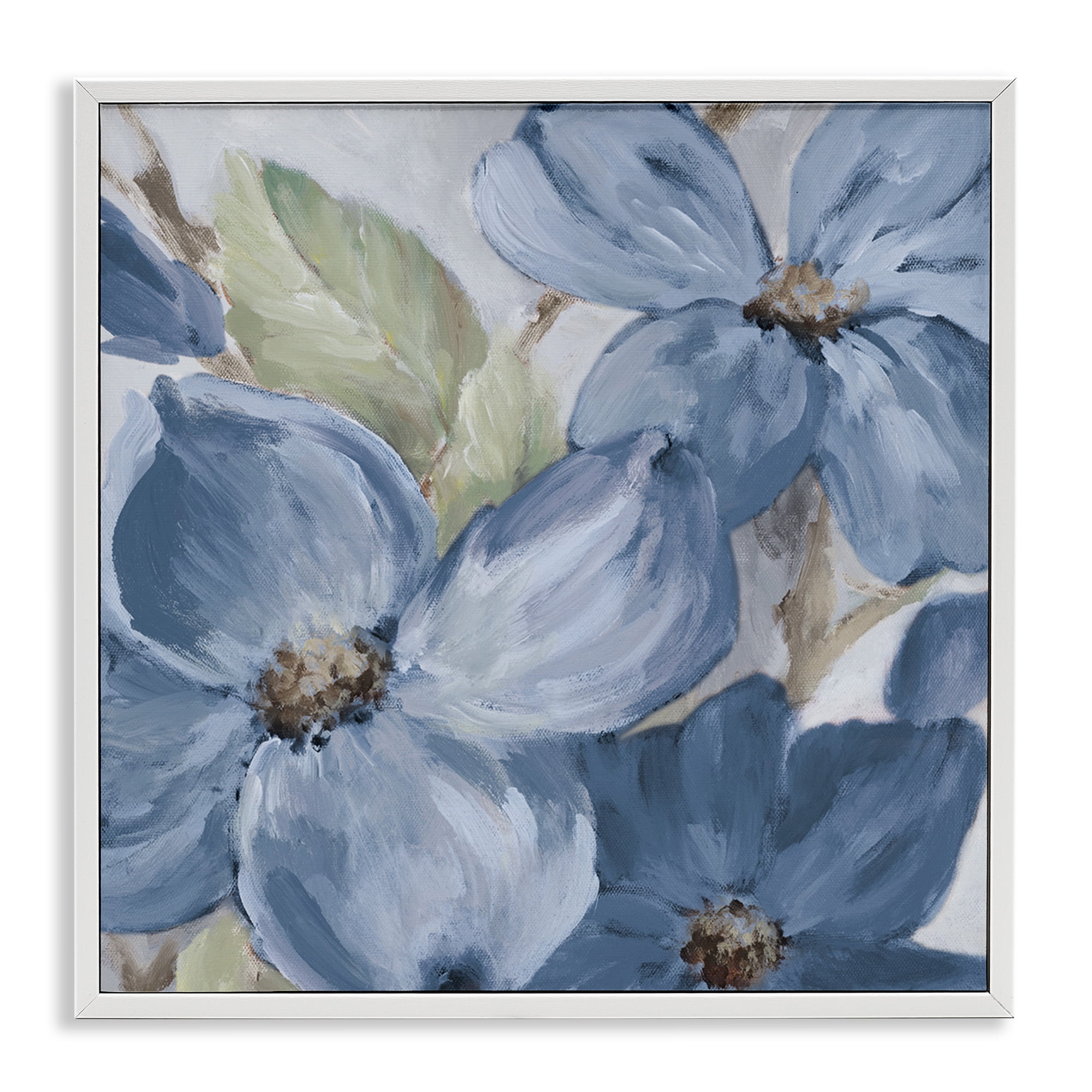 Stupell Industries Silent Blue Bloom Botanical & Floral Painting White Framed Art Print Wall Art, 17 x 17