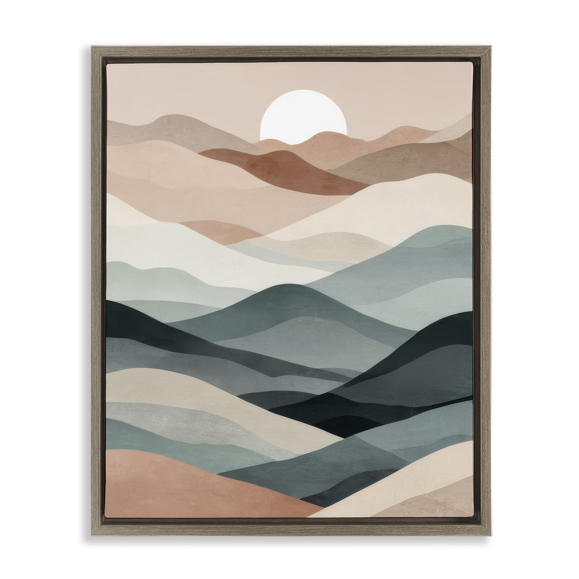 Stupell Industries Silent Dawn Landscape Landscape Painting Brown Floater Framed Canvas Art Print Wall Art, 25 x 31
