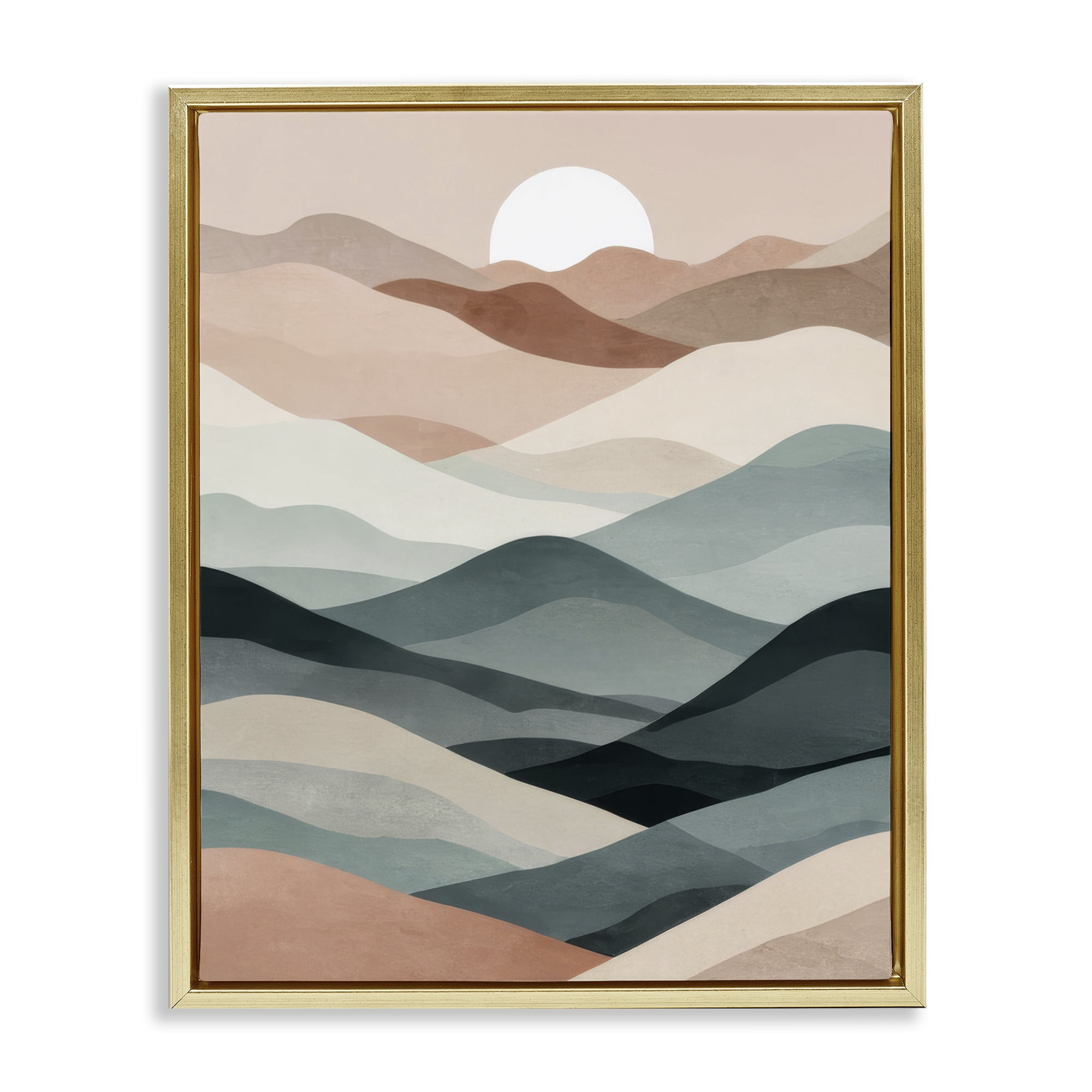 Stupell Industries Silent Dawn Landscape Landscape Painting Gold Floater Framed Canvas Art Print Wall Art, 17 x 21