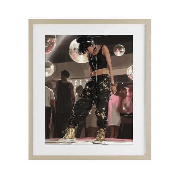 Stupell Industries Silent Disco Lone Dancer Birch Framed Print Under Glass, design by Franklyn Gregory